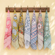 Lightweight Handcrafted Cotton Bandana, Block Printed Headwrap For Women Or Men, Stylish Summer Gift - 7pcs
